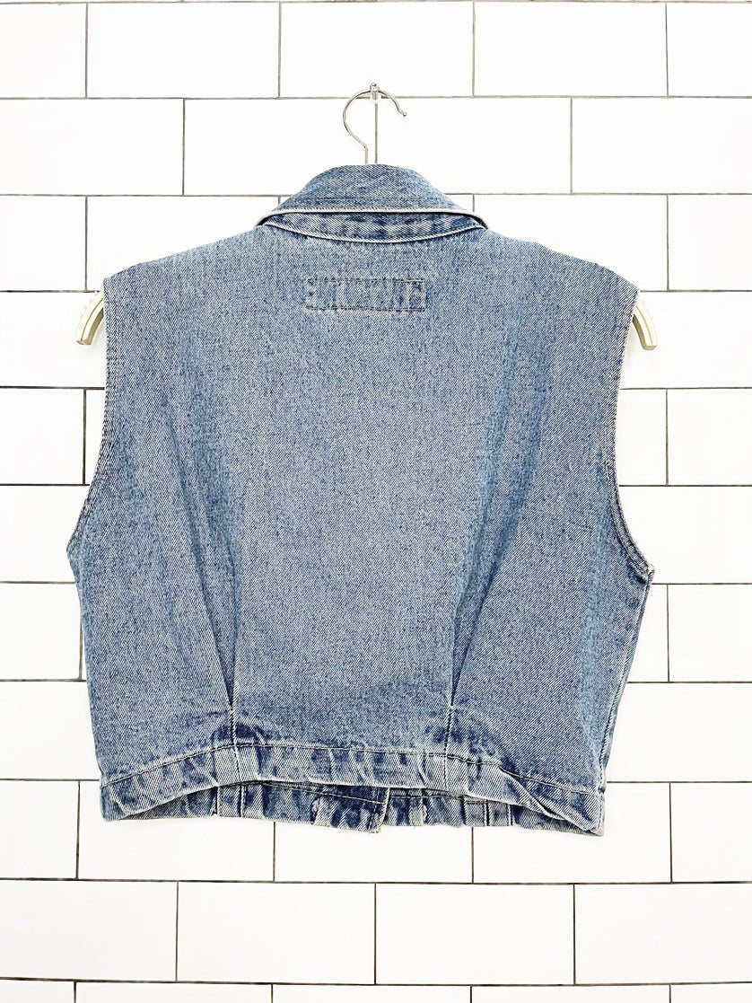 vintage 90s hollywood jeans cropped denim vest top - good market thrift store