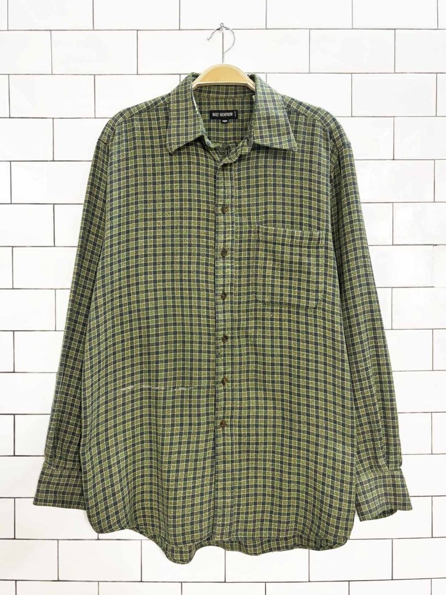 vintage 90s holt renfrew woven flannel shirt - good market thrift store
