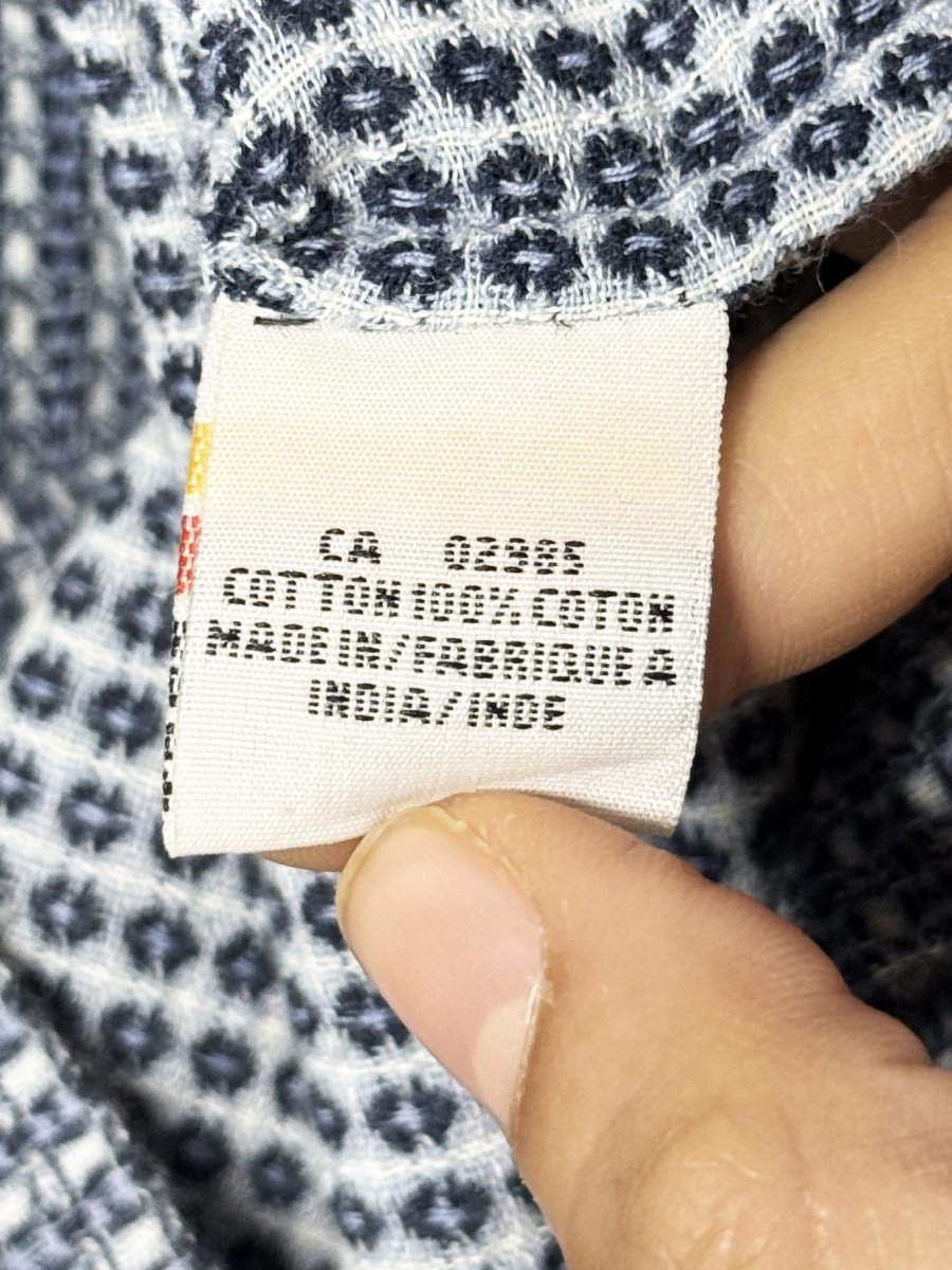 vintage 90s hotsand knit collar woven textured full button shirt - good market thrift store