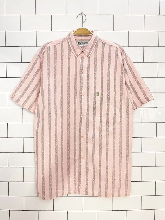 vintage 90s IDG floral stripe full button shirt | international design group - good market thrift store