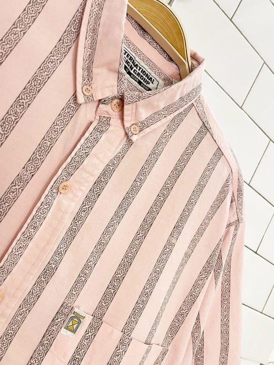 vintage 90s IDG floral stripe full button shirt | international design group - good market thrift store