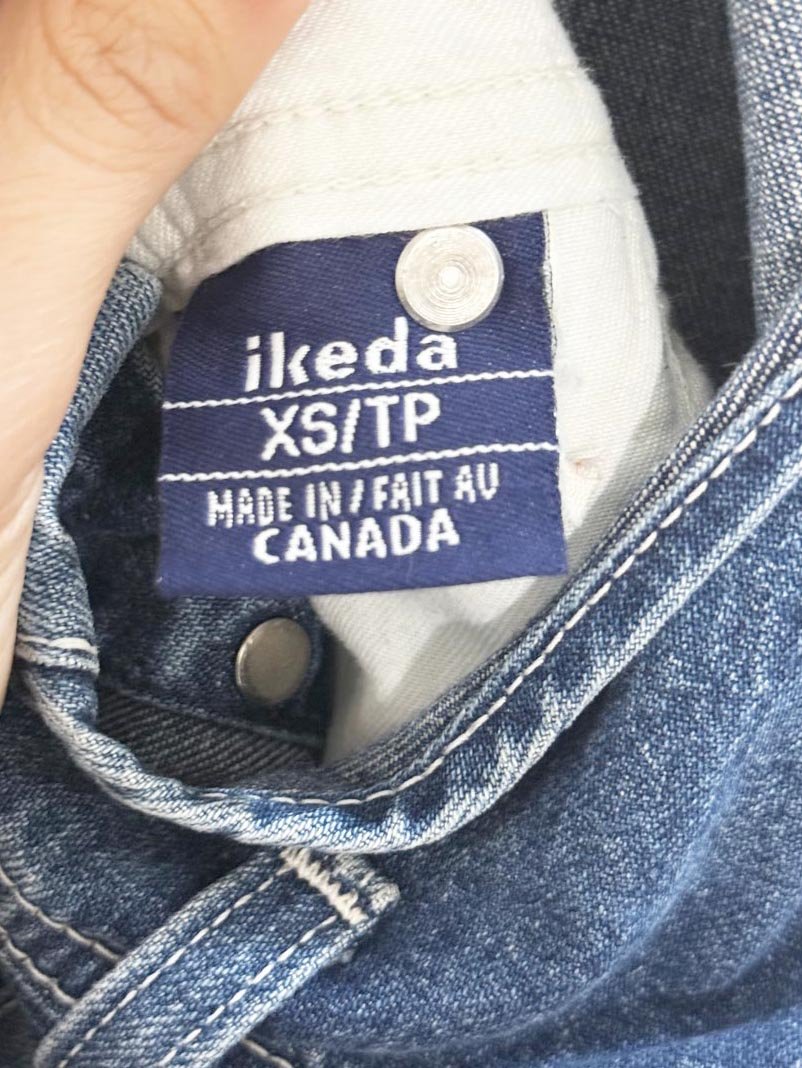 vintage 90s ikeda flared denim overalls | made in Canada - good market thrift store