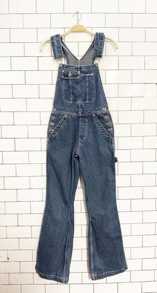 vintage 90s ikeda flared denim overalls | made in Canada - good market thrift store
