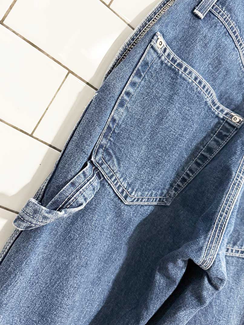 vintage 90s ikeda flared denim overalls | made in Canada - good market thrift store