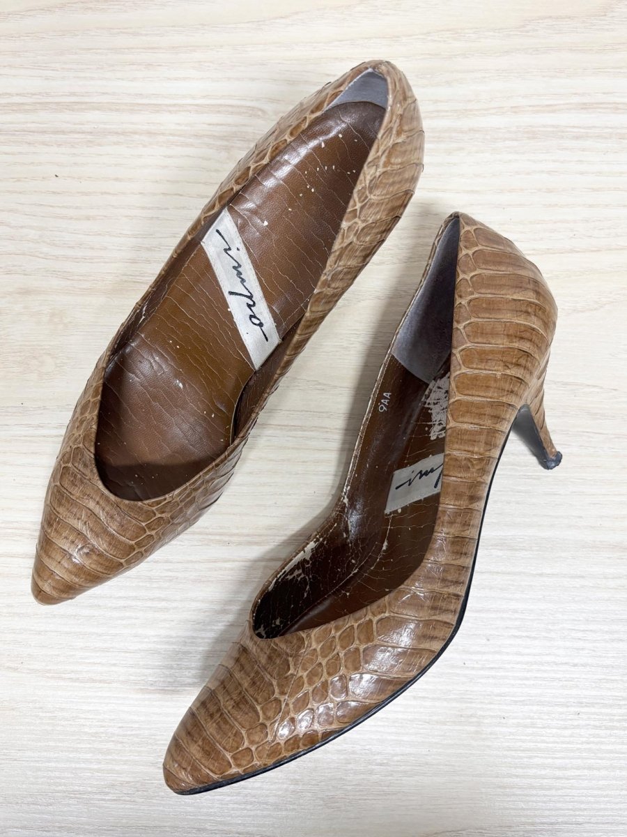 vintage 90s impo snakeskin heels - good market thrift store