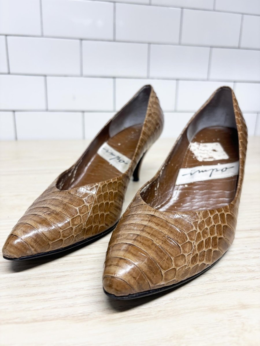 vintage 90s impo snakeskin heels - good market thrift store