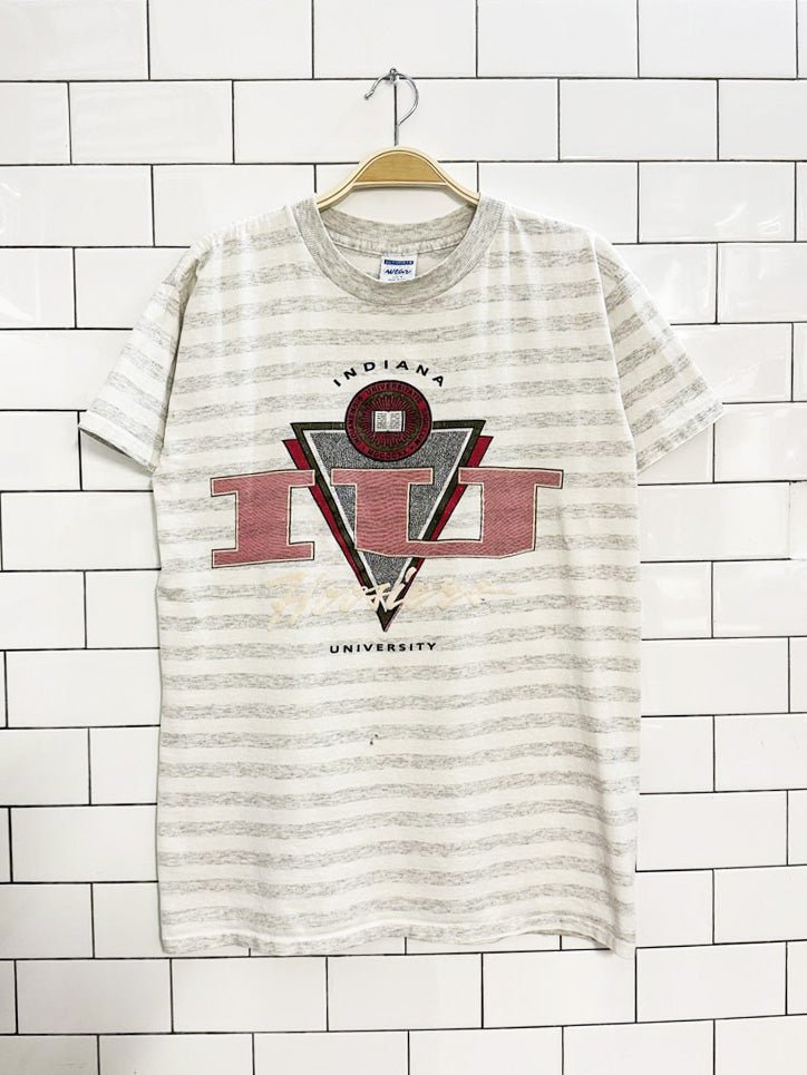 vintage 90s indiana university hoosiers striped tee | made in USA | ultimate sports wear - good market thrift store