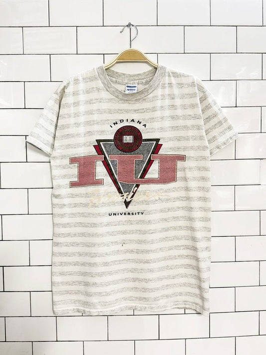 vintage 90s indiana university hoosiers striped tee | made in USA | ultimate sports wear - good market thrift store