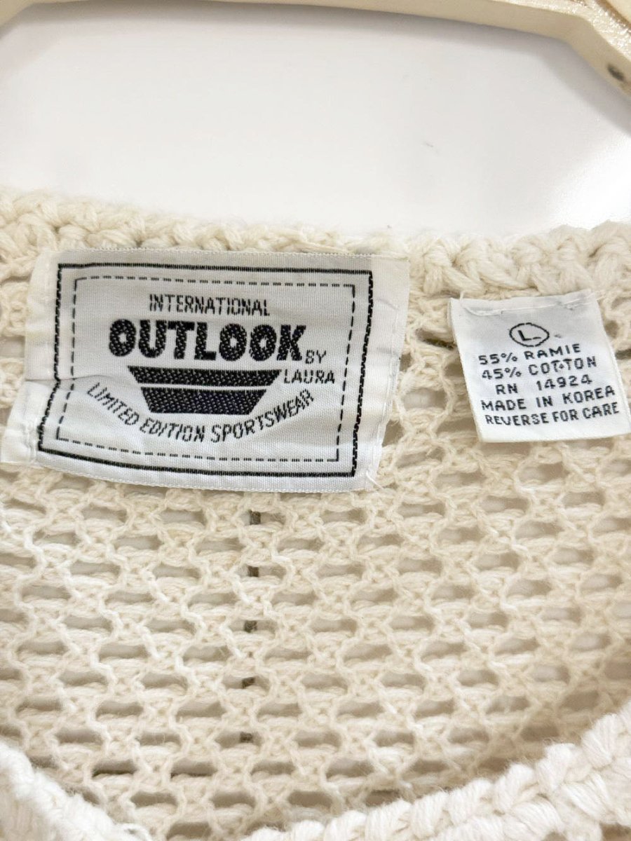 vintage 90s international outlook crochet floral yoke cropped cardigan - good market thrift store