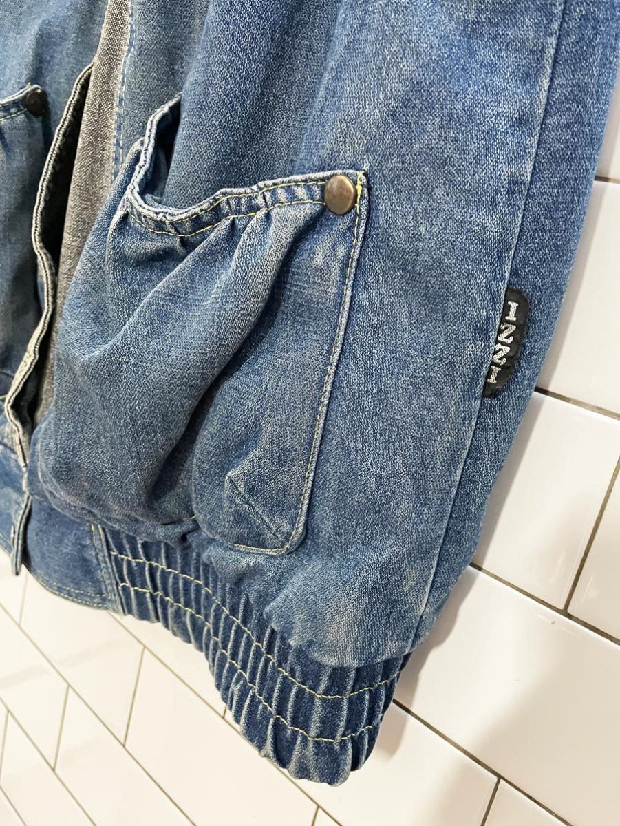 vintage 90s izzi snap button two - tone denim reversible flannel vest - good market thrift store