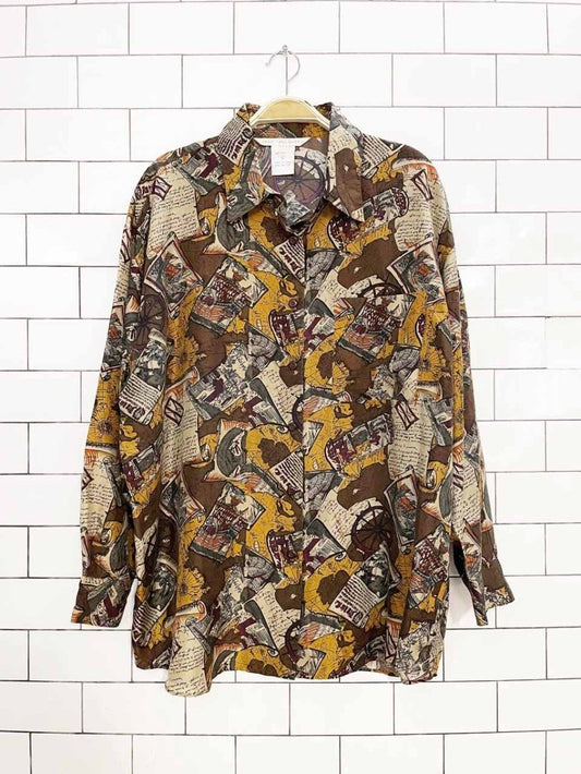 vintage 90s jack mulqueen 100% silk full button shirt - good market thrift store