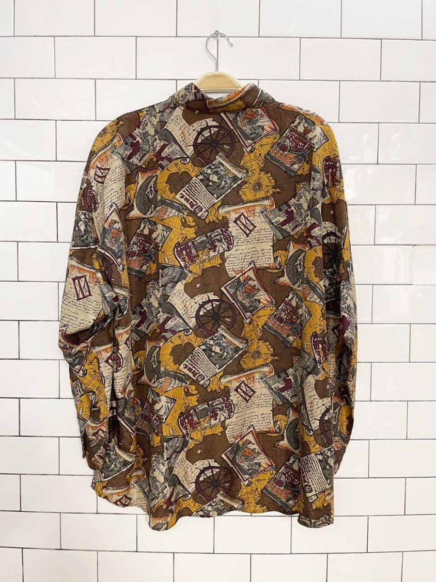 vintage 90s jack mulqueen 100% silk full button shirt - good market thrift store