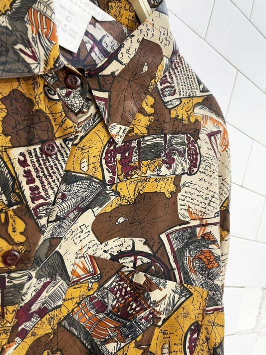 vintage 90s jack mulqueen 100% silk full button shirt - good market thrift store