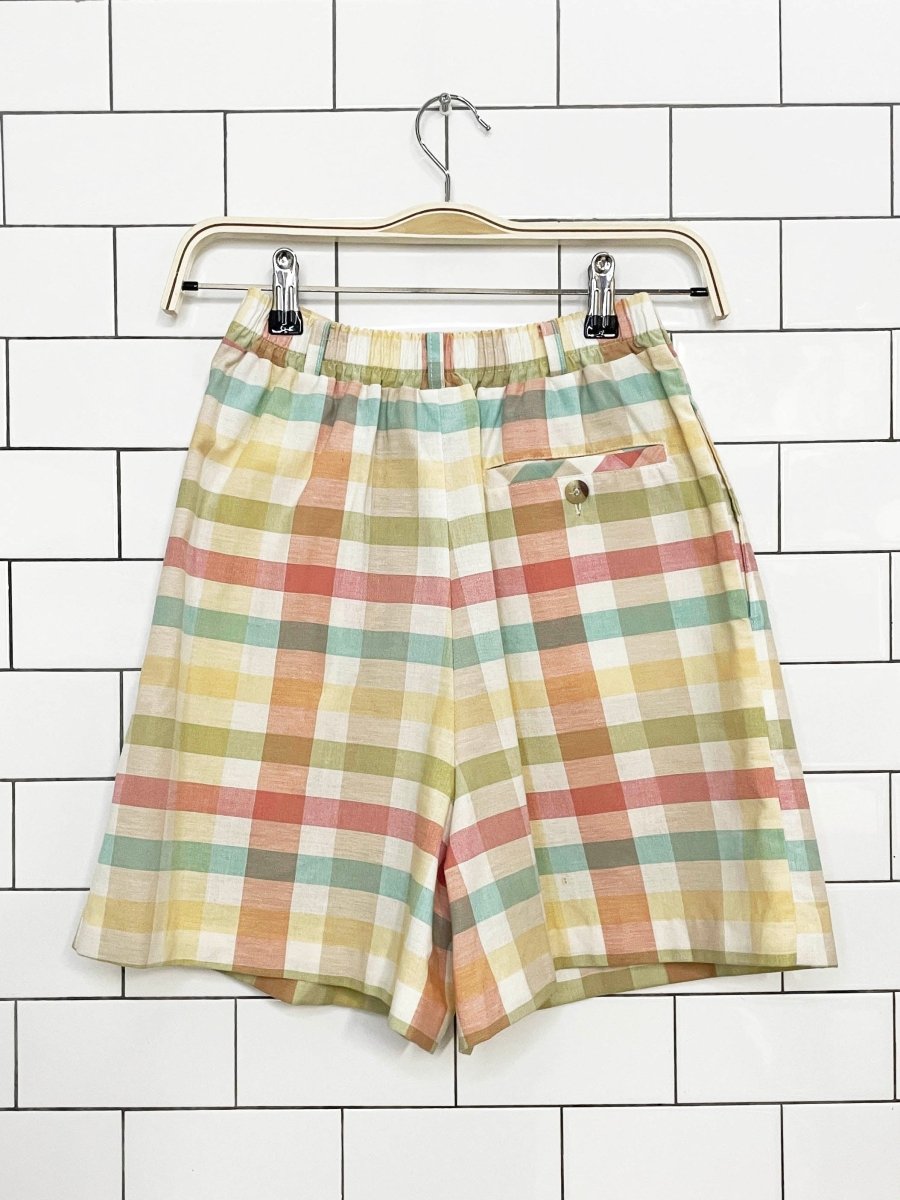 vintage 90s jaclyn sport plaid pleated trouser shorts - good market thrift store