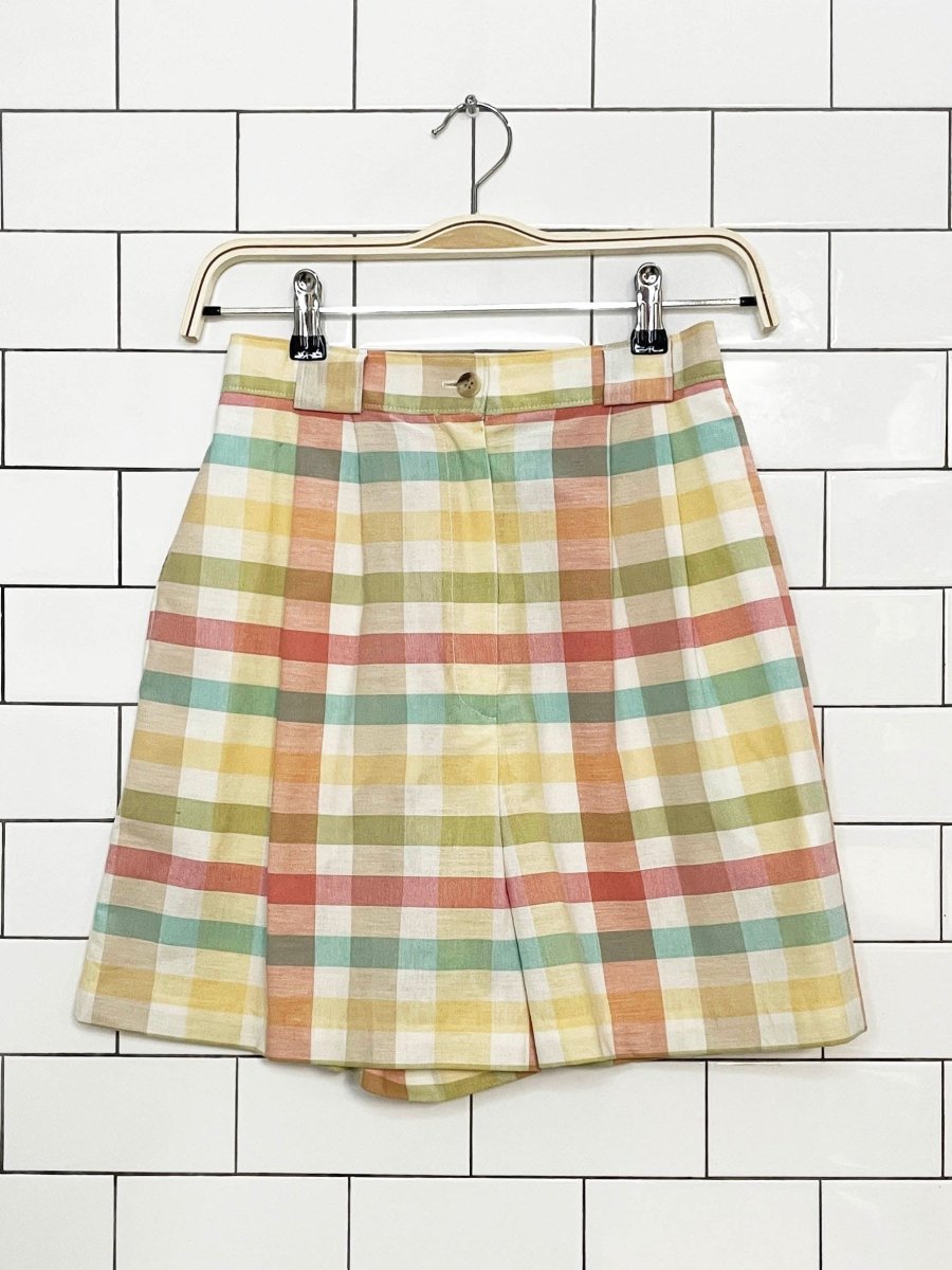 vintage 90s jaclyn sport plaid pleated trouser shorts - good market thrift store