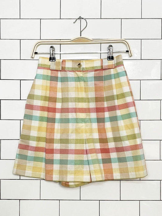 vintage 90s jaclyn sport plaid pleated trouser shorts - good market thrift store