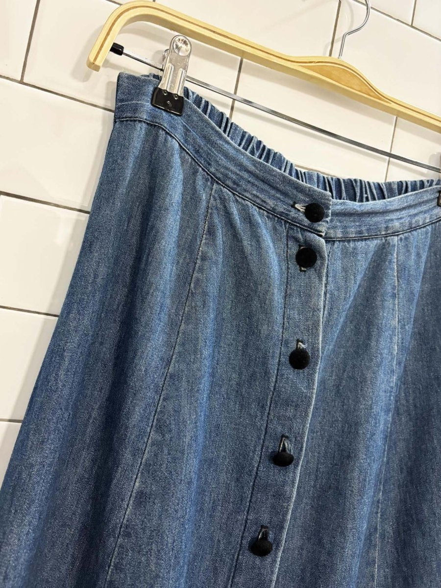vintage 90s jaclyn t san fran denim full button maxi skirt | made in USA - good market thrift store