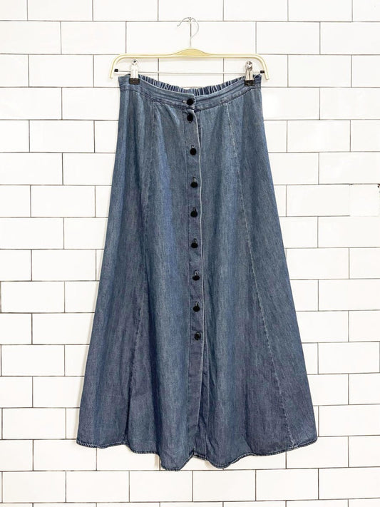vintage 90s jaclyn t san fran denim full button maxi skirt | made in USA - good market thrift store