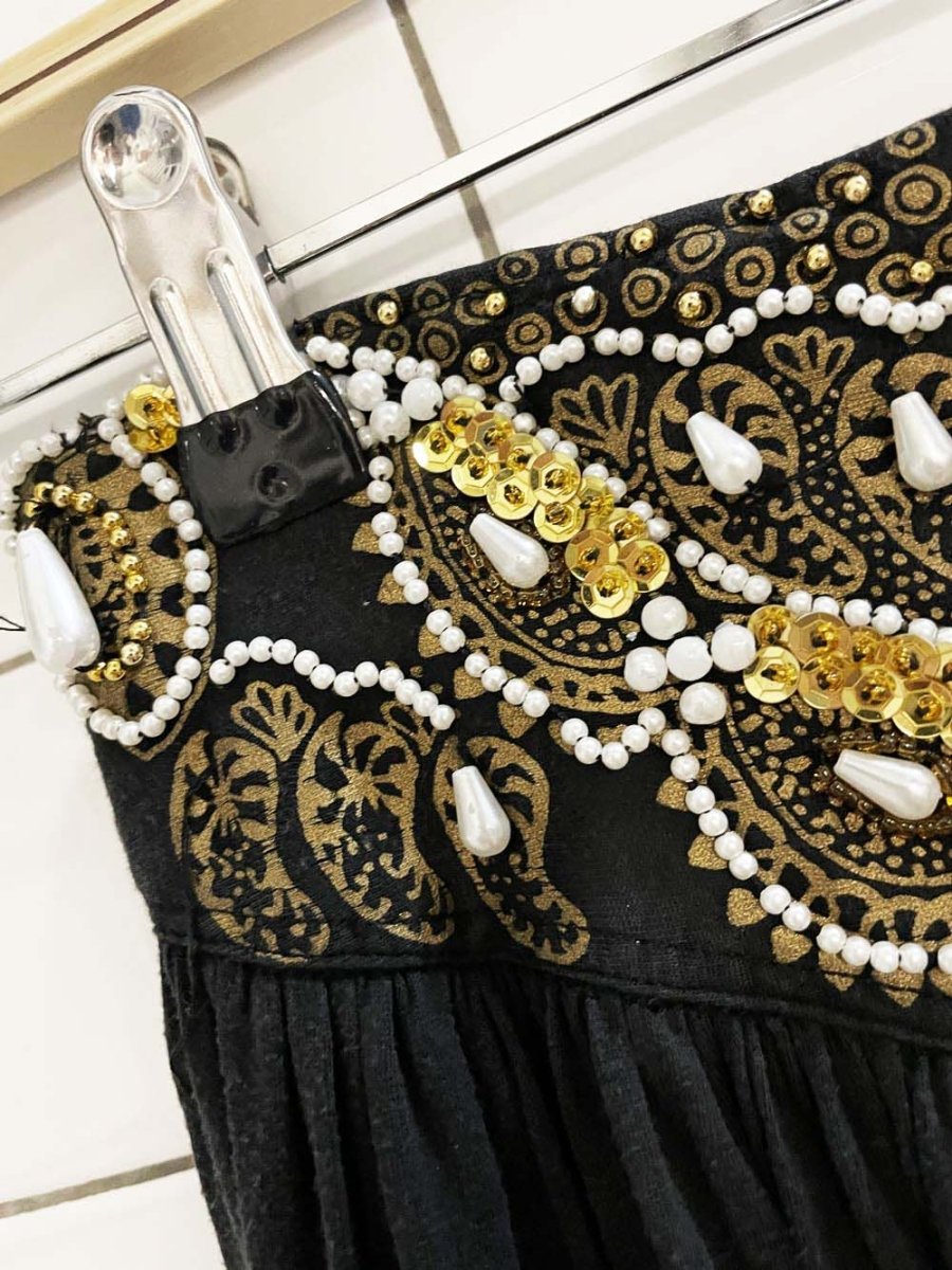 vintage 90s jane ashley pearl beaded basque waist midi skirt - good market thrift store