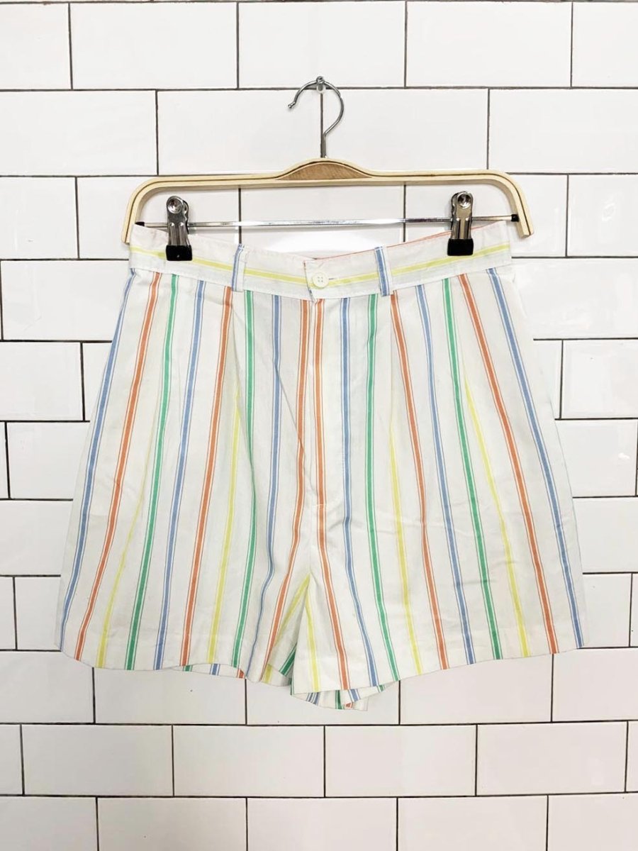 vintage 90s jc penny striped pleated casual shorts - good market thrift store