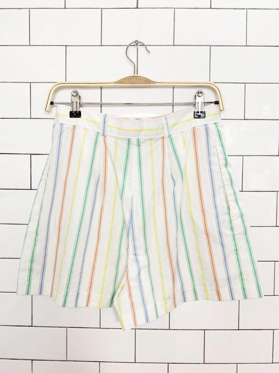 vintage 90s jc penny striped pleated casual shorts - good market thrift store