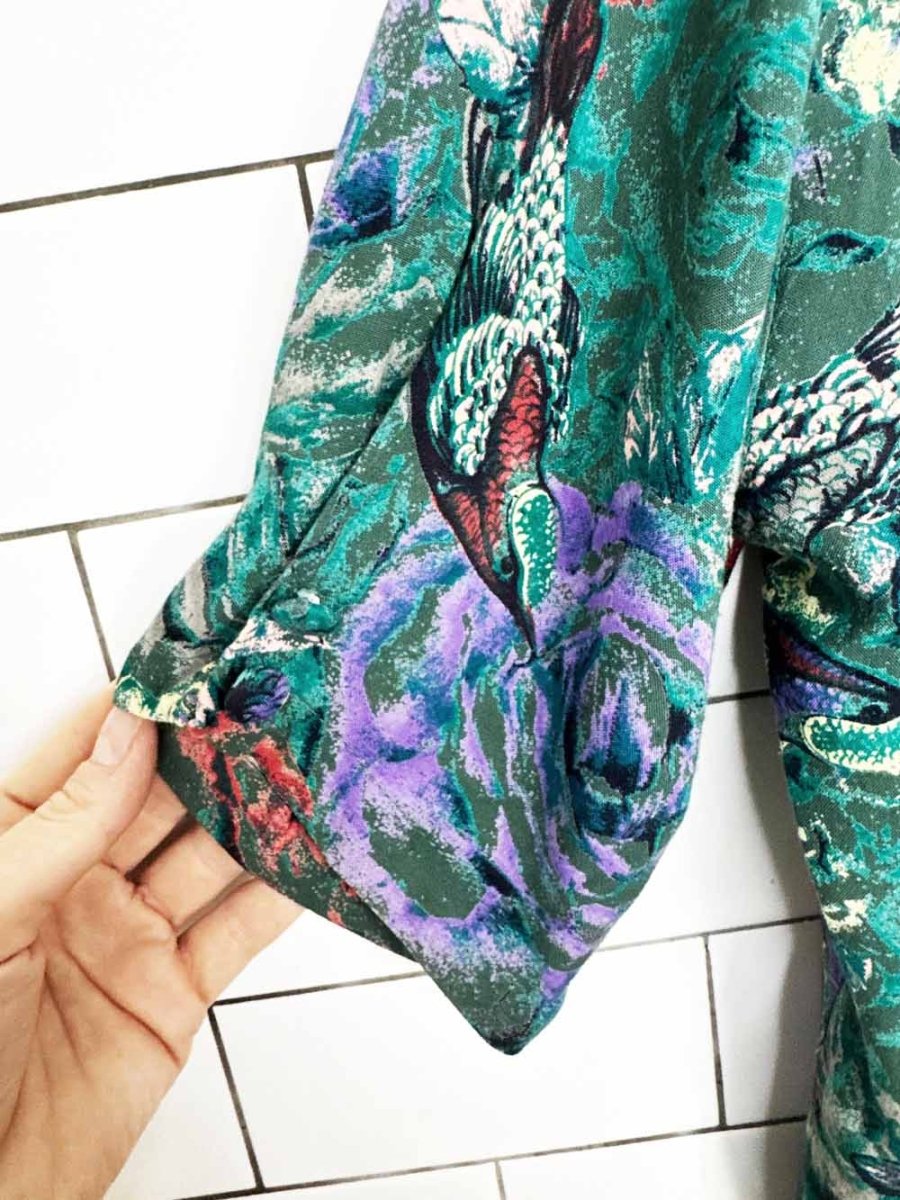 vintage 90s jean-iver flowers + birds full button shirt | legion - good market thrift store