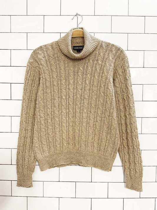 vintage 90s jeanne pierre cable knit turtleneck sweater - good market thrift store