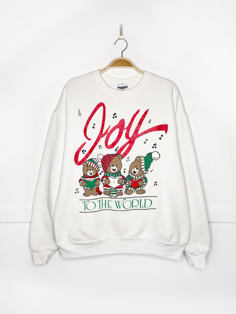 vintage 90s jerzees joy to the world graphic sweatshirt - good market thrift store