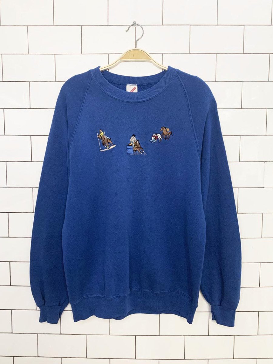vintage 90s jerzees rodeo embroidery sweatshirt | made in usa - good market thrift store