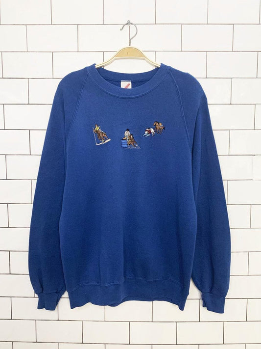 vintage 90s jerzees rodeo embroidery sweatshirt | made in usa - good market thrift store
