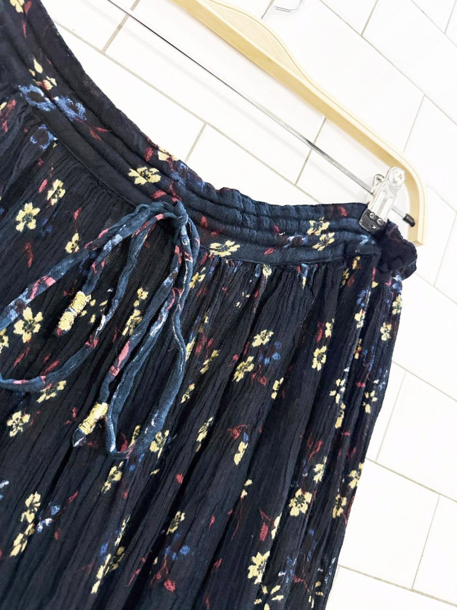 vintage 90s jessica boho drawstring floral flowy midi skirt - good market thrift store