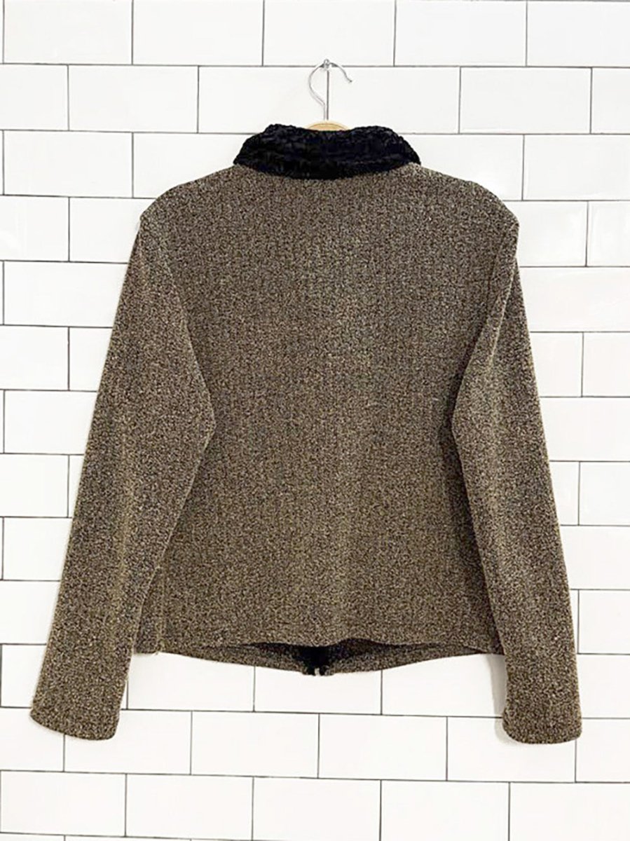 vintage 90s jessica faux fur collar full zip light jacket | made in Canada - good market thrift store