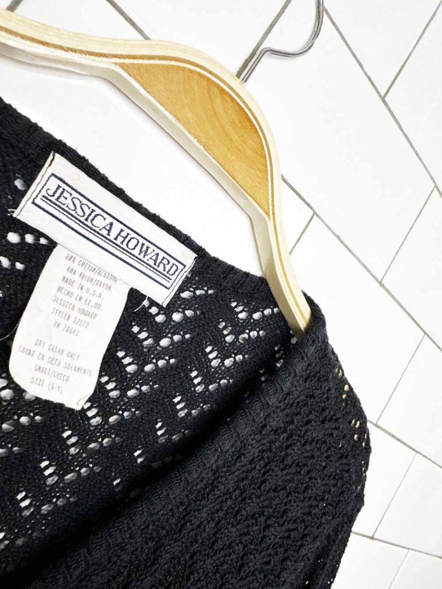 vintage 90s jessica howard crochet pointelle knit cardigan | made in USA - good market thrift store