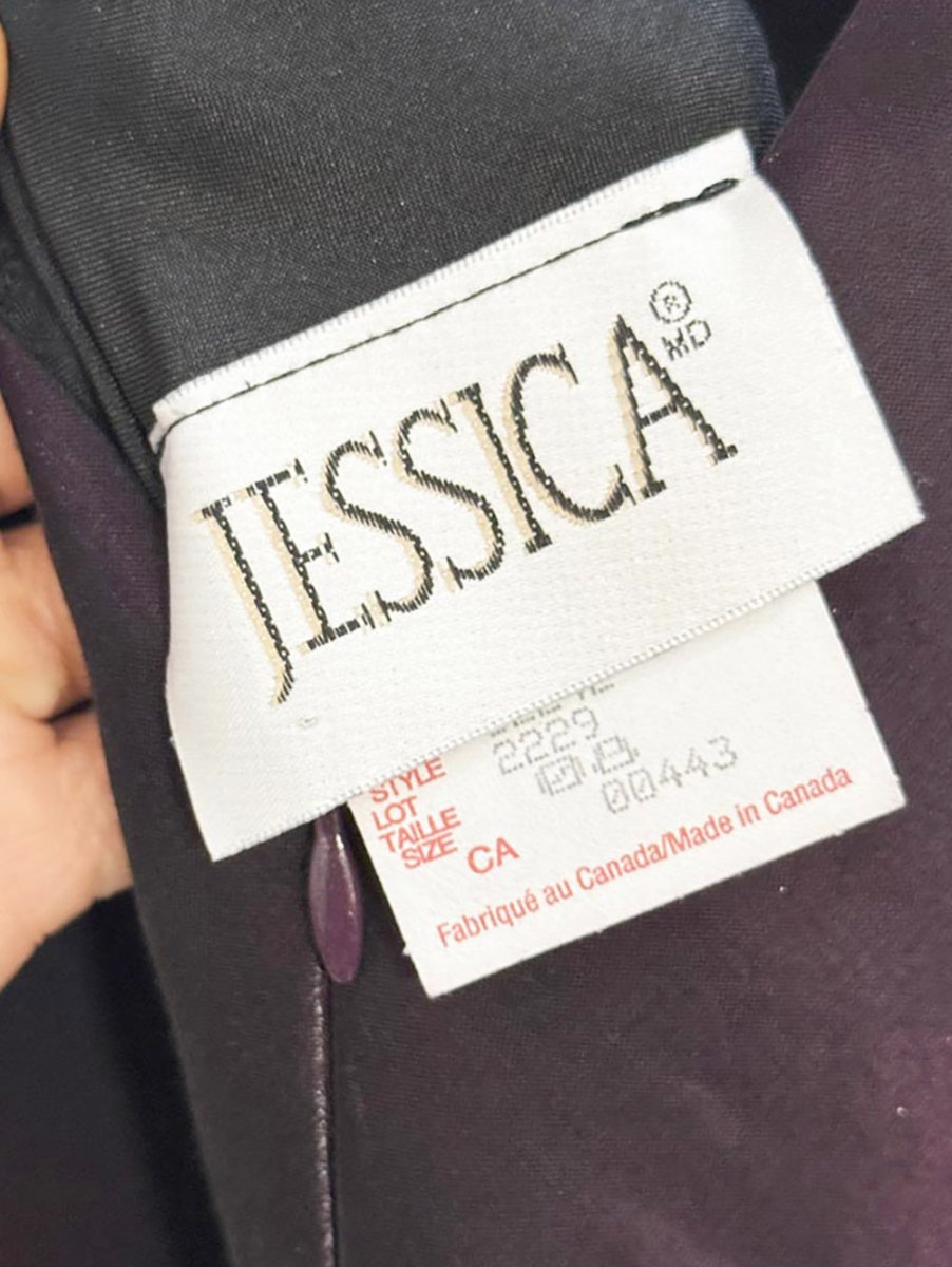 vintage 90s jessica metallic satin chiffon trail maxi dress | made in Canada - good market thrift store