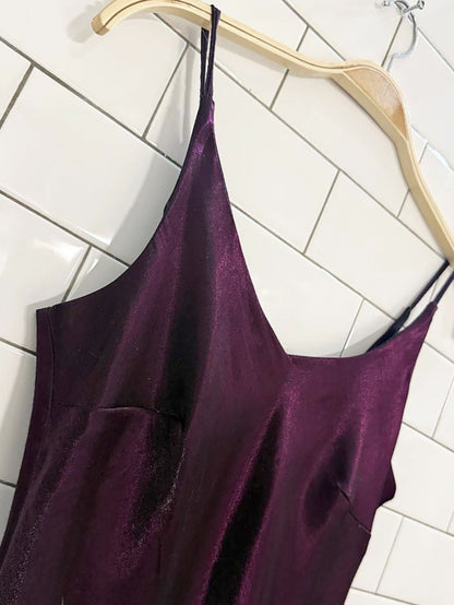 vintage 90s jessica metallic satin chiffon trail maxi dress | made in Canada - good market thrift store