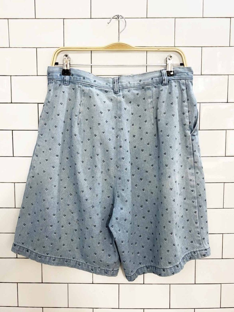 vintage 90s jessie jeanswear floral denim pleated shorts - good market thrift store