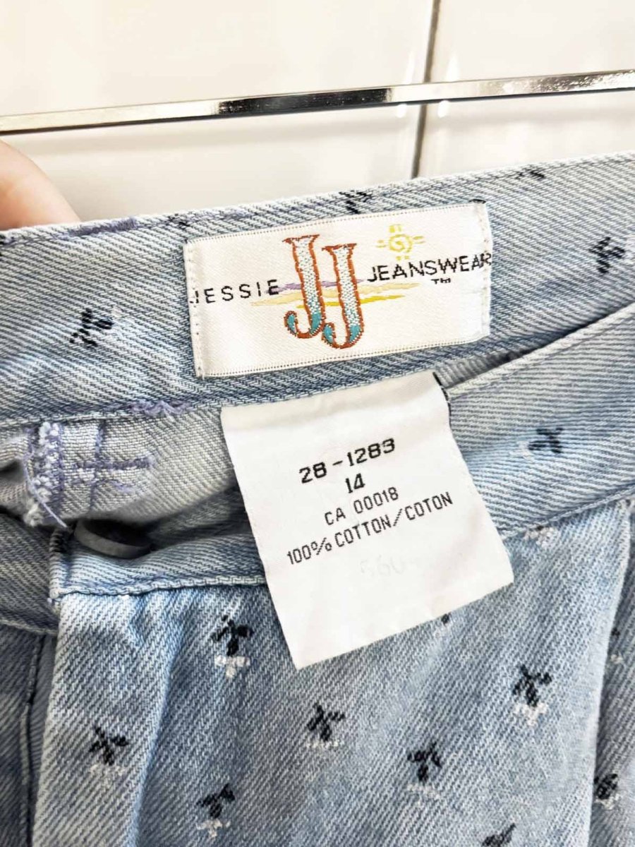 vintage 90s jessie jeanswear floral denim pleated shorts - good market thrift store