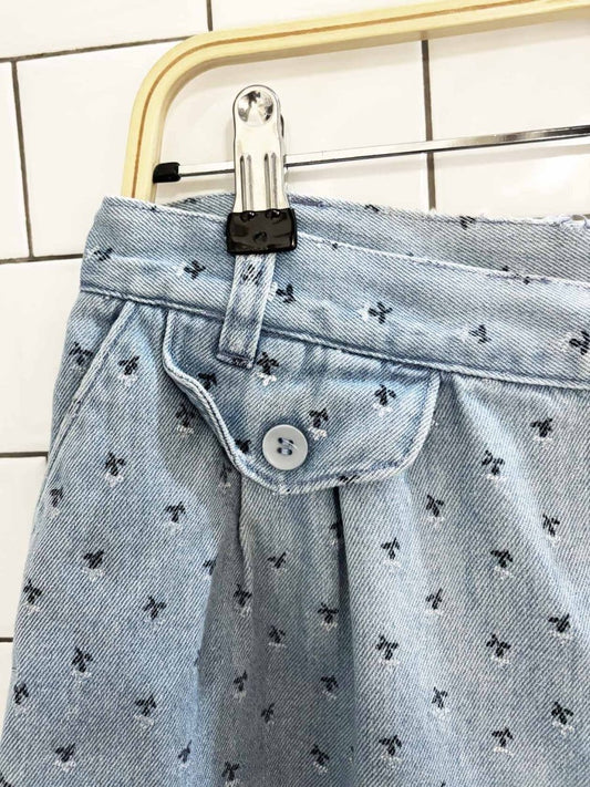 vintage 90s jessie jeanswear floral denim pleated shorts - good market thrift store