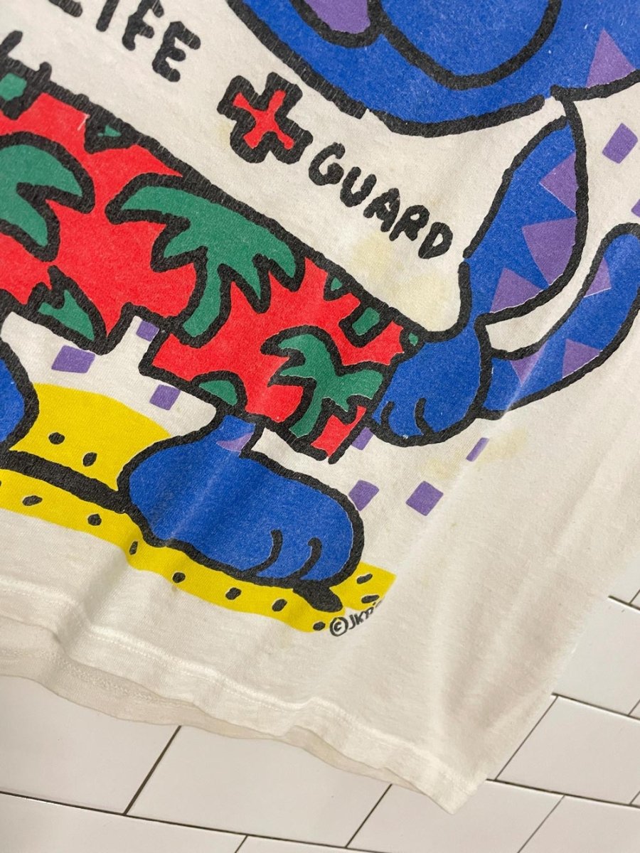 vintage 90s jkb lifeguard cat art graphic tee | made in USA - good market thrift store