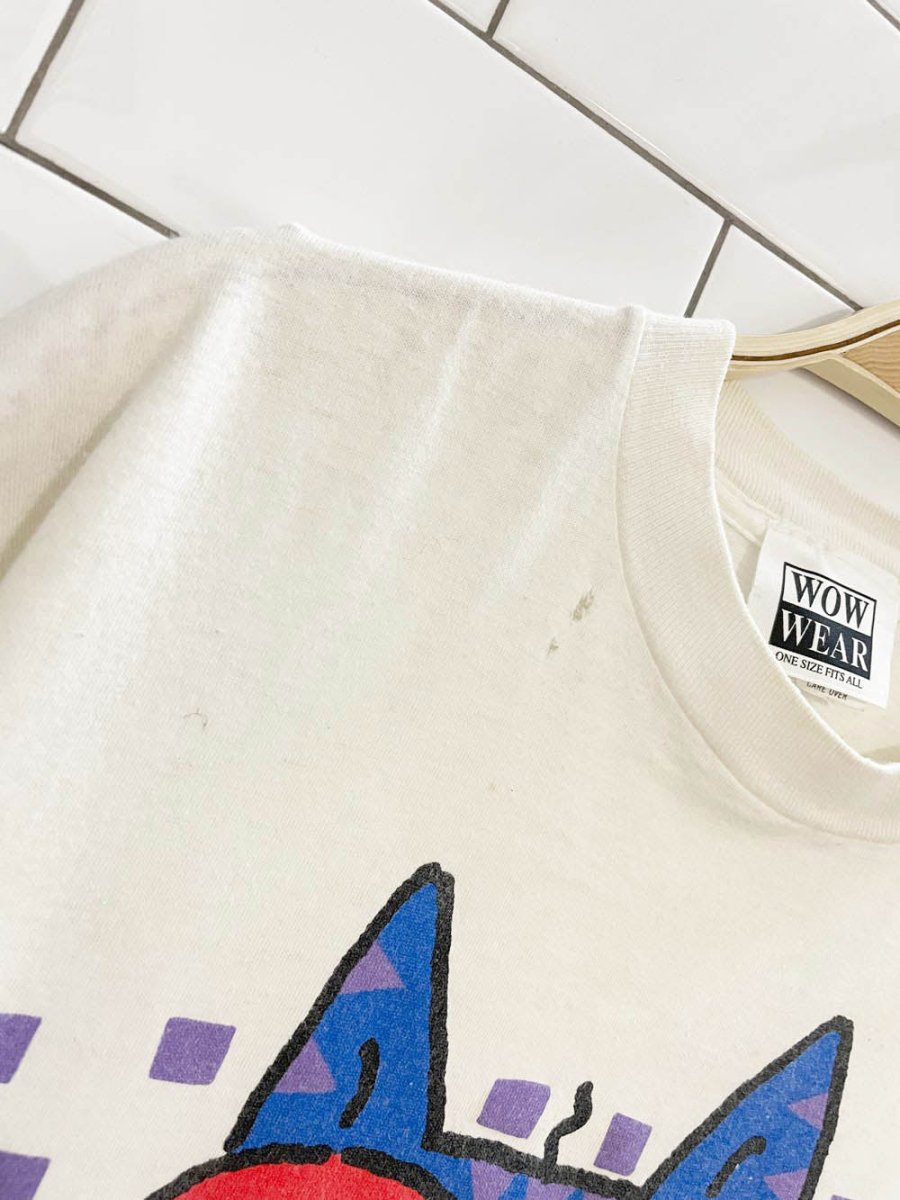 vintage 90s jkb lifeguard cat art graphic tee | made in USA - good market thrift store