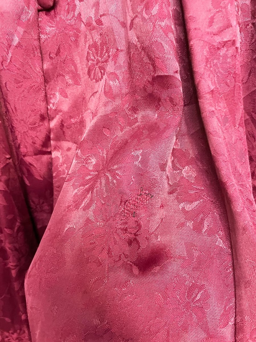 vintage 90s jody california satin brocade flutter sleeve full button a-line maxi dress | made in USA - good market thrift store