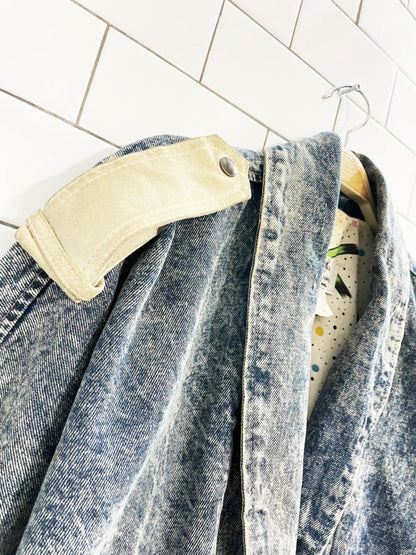 vintage 90s jonathan christopher suede fringe acid wash denim jacket - good market thrift store