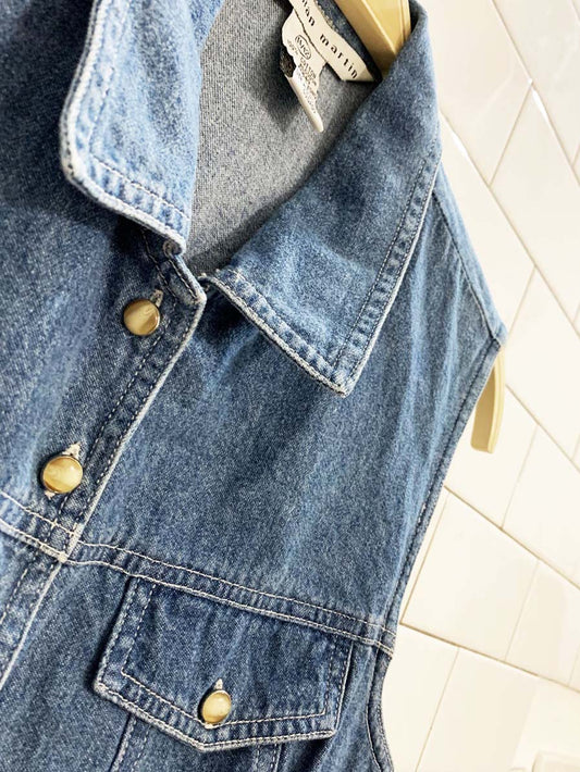 vintage 90s jonathan martin sleeveless denim full button shirt - good market thrift store