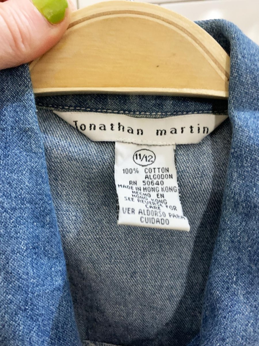 vintage 90s jonathan martin sleeveless denim full button shirt - good market thrift store