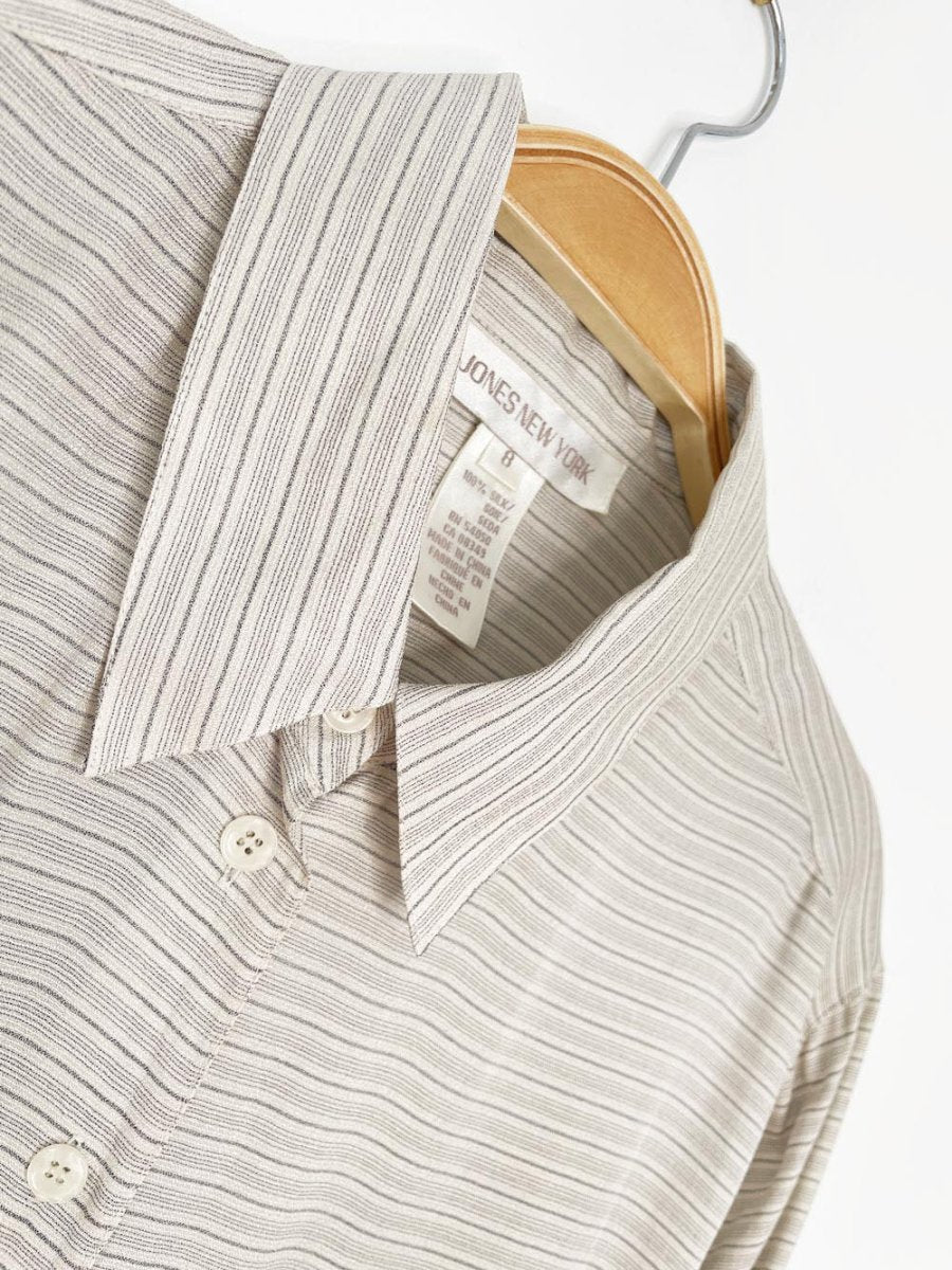 vintage 90s jones new york 100% silk full button shirt - good market thrift store