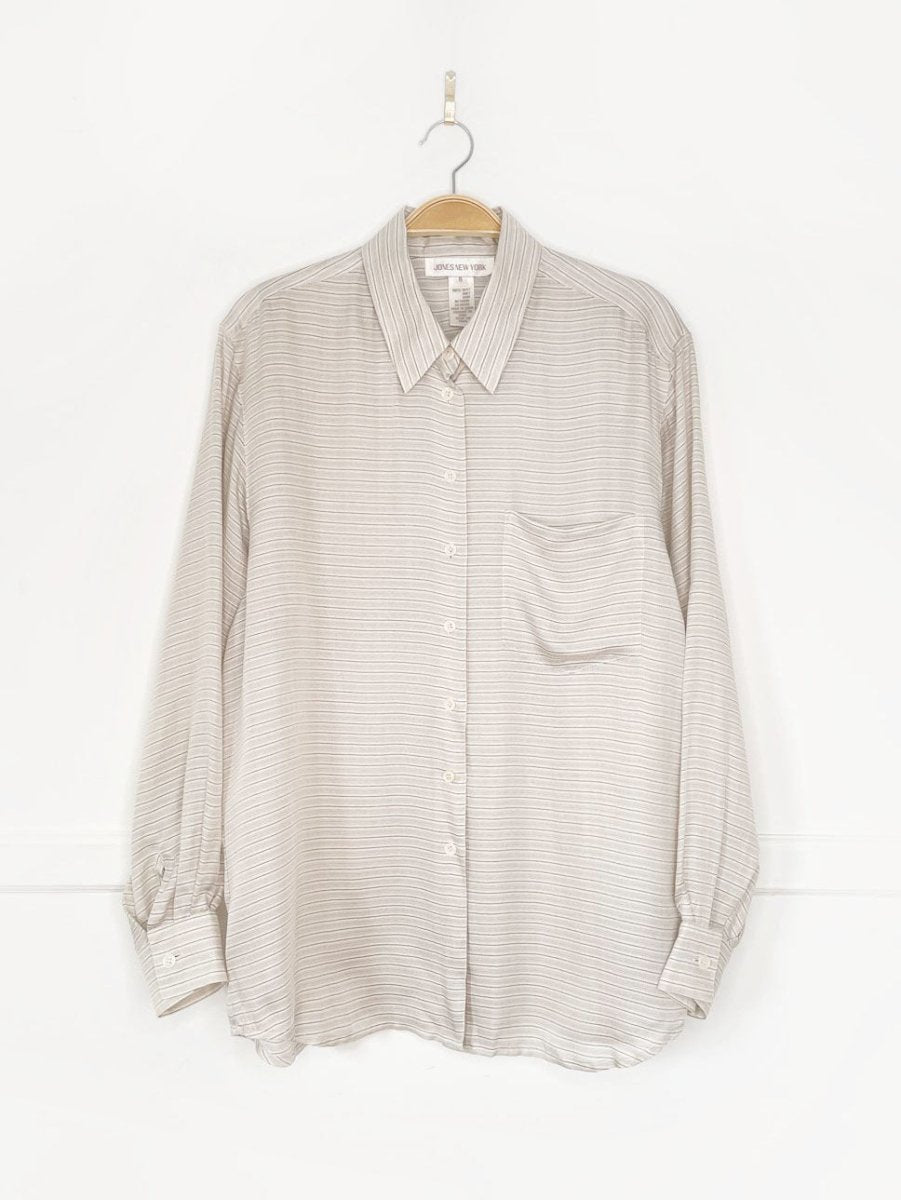 vintage 90s jones new york 100% silk full button shirt - good market thrift store