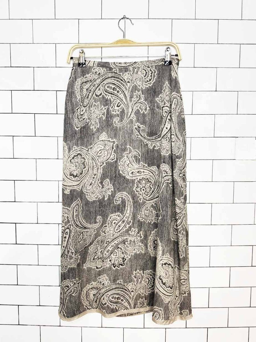 vintage 90s jones new york 100% silk paisley midi skirt - good market thrift store