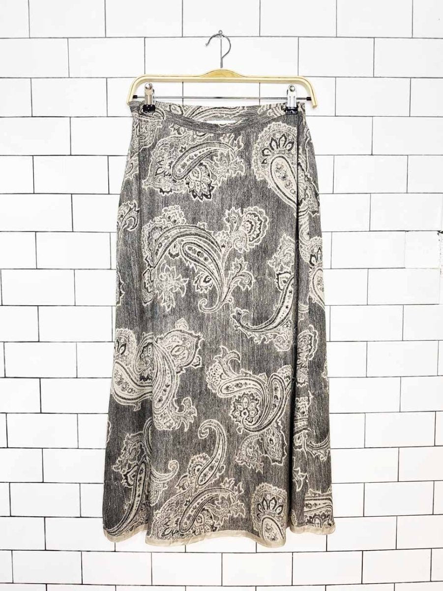 vintage 90s jones new york 100% silk paisley midi skirt - good market thrift store