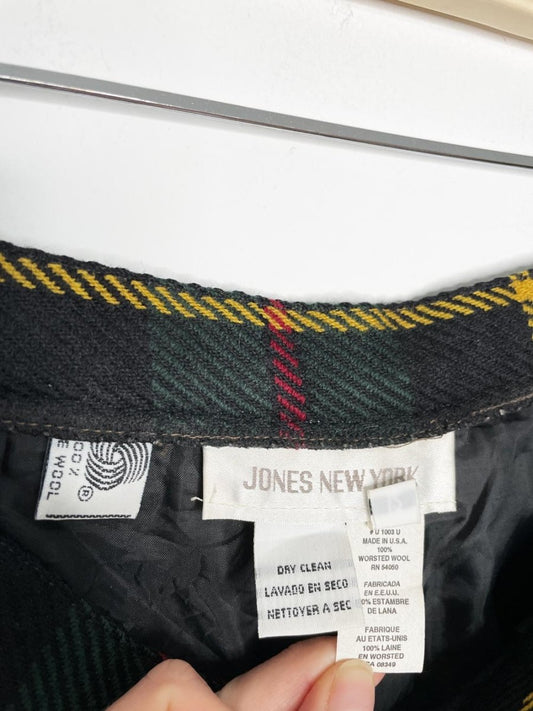 vintage 90s jones new york 100% wool tartan trouser | made in USA - good market thrift store