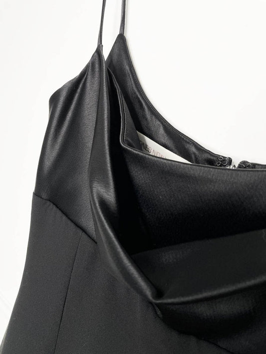 vintage 90s jones new york satin cowl neck drape mini dress - good market thrift store